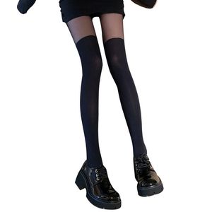 Y1UASocks Socken Strumpfwaren Damen Sexy Schwarz Stylisch Getönt Sheer False High Stocking Strumpfhosen Slim Tights