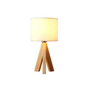 Modern Wooden Led Eye Protection Table Lamp Japanese Creative Solid Wood Bedroom Desk Light With Square Triangle H220423