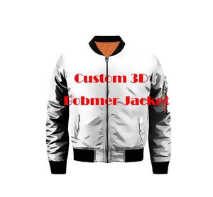 Impressão 3D DIY Custom Your Own Picture Po On Men Bomber Jackets Exército Militar Oversized Casual Flight Jacket Coat 220704