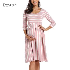 Женское платье для беременных повседневное полосатое 3/4 рукава колена платья для беременности лестницы для беременных Зимнее душ G220309