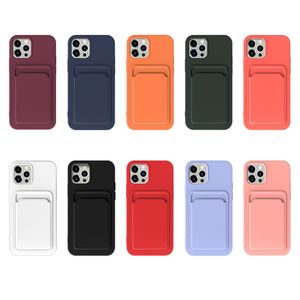 Wholesale plus liquid cover for sale - Group buy Card Holder Phone Cases For Iphone Pro Max Mini XSMAX XR XS X Plus Shockproof Liquid Soft Slicone Card Slot Cellphone Case Back Cover Shell