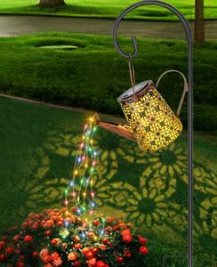 شلال الطاقة الشمسية RGB مصابيح قانون أبيض دافئة ديكورات حديقة سقي في الهواء الطلق علبة مع الأضواء المتتالية معلقة ديكور حديقة مقاومة للماء للخارج مناسبة