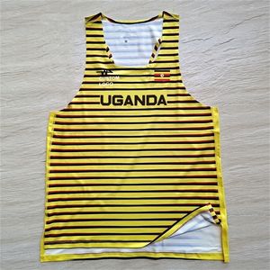 Uganda Stripes Man Szybka siatka oddychająca kamizelka Speed ​​Professional Sportowiec Track Field Singlet Conginalowalny 220530