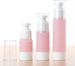 Garrafas de vácuo vazias rosa viajam loção plástica garrafas recarregáveis ​​Dispensador de cosméticos Creme facial Sub-atleta sem ar sem ar