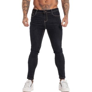 Calça de jeans skinny calças de calça alta da cintura alta da cintura Homme Homme Classic Hip Stretch calça de algodão
