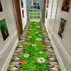 Tapetes modernos moda 3d sala de estar de entrada interna capacho de cabeceira de cabeceira florestal flor de peixe dourado plantas domésticas corredors carpetcarpets