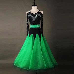 Stage Wear Fashion Women Ballroom Dance Abiti Green Competition Modern Waltz Tango Costumes Abito lungo di alta qualità Stage