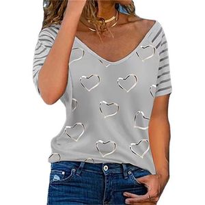 Tops Women Heart Printed Short Sleeve Gothic Clothes Sexy V Neck 4XL 5xl Tunic Oversize Ladies White Shirts Blusas 220801