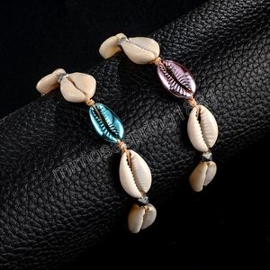 Fußkettchen für Frauen, Muschel-Fußschmuck, böhmischer Sommer-Strand, blau-lila Muschel-Barfuß-Knöchelarmbänder