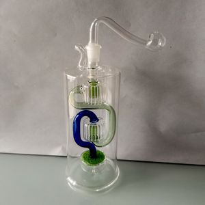 Palnik olejowy Fajka Bong Fajki wodne Recykler Bubbler Shisha Zestaw fajek wodnych 10mm Mężczyzna Szklana miska Wąż silikonowy Dab Rig Popielniczki Śliczny wosk Tytoń Percolater Bongs