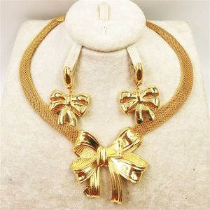 Dubai Gold Necklace Earrings Collection Fashion Nigeria Wedding African Pearl Jewelry Collection Italian Women's Jewelry Set 201222