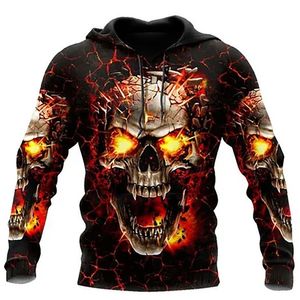 Hoodies hoodie male hoodie 3d print horror skull streetwear harajuku pullover hip hop jacket 220725