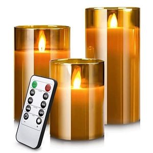 Home Home Электронный украшение светодиодные стеклянные свечи с полным набором дистанционного управления таймер для рождественской свадьбы 220524