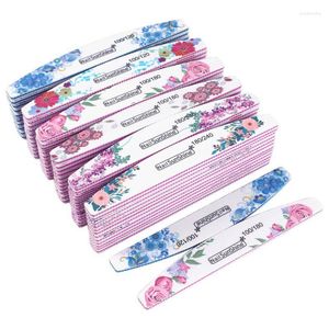 Nail Files 50pcs Double-sided File 100/120/180/240 White Strong Sandpaper Buffer Colorful Flower Polishing Sanding BlocksNailNail Prud22