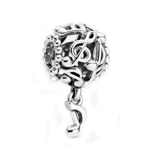 Ny populär 925 Sterling Silver Silver Note Hänge Pärlor för Europa Pandora Charm Armband Partihandel Dam Smycken Mode Tillbehör Göra