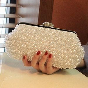 Kvinnor Messenger Pärled Kvinnor Vintage Evening Bags Imitation Pearl Shell Shoul S Diamonds Clutch For Wedding 220527