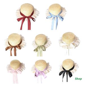 Wide Brim Hats Girls Ribbon Straw Beach Hat Floppy Summer Sun for Women Protectionwide