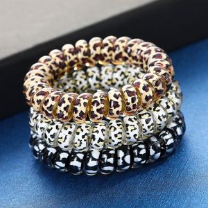 Leopard Telefon przewodowy Cewki Włosy Krawaty Dziewczyny Elastyczne Zespoły Ring Rope Print Bransoletka Rozciągliwy Hairband