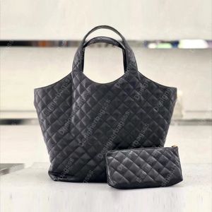 Bolsa tote designer com fecho de alternância de couro Bolsas de grande capacidade para mulheres sacoche Ferragens douradas Icare Maxi Bolsa de compras Clutch destacável com zíper