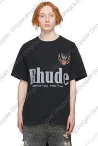 T Shirt Tasarımcısı iyi satıyor 1 1 sürüm Rhude Grain Mektupları Baskı T-Shirt Erkek Kadın Çift Pamuk Tişört