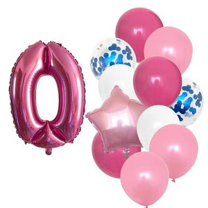 Party Decoration 12pcs Boy Girl Birthday Balloons 40inch Purple Number Baloon 3rd Kids Anniversaire 9/1/3 Years Old