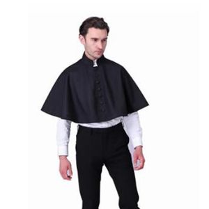 Priest Cape Costume Short Cloak Liturgical Cappa Katolska kyrkan Churchman Clergy Christian Black Shawl Pope Clothes