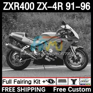 Full Body Kit för Kawasaki Ninja ZXR 400 CC ZX-4R ZXR400 91 92 93 94 95 96 COWLING 12DH.20 ZX4R 400CC ZX 4R ZXR-400 1991 1992 1993 1994 1995 1996 ABS FAIRING GLOSS GRÅ