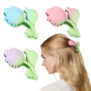 3D Tulip Hair Garra Colorblock Block Fosted Cabels Cabelos de cabelo doce Para meninas Flor Shape Ponytail Clip Hair Acessórios