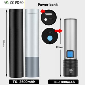 Новый банк электроэнергии XM-L T6 светодиодный фонарик фонарика фонарика, построенный в 18650 году.