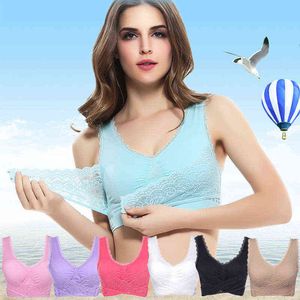 Kadınlar için ön kapanış sütyen artı beden sütyen 4xl dikensiz braliette seksi dantel sütyen kablosuz sütyen şok geçirmez spor yeleği l220726