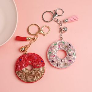 Nyckelringar 2022 Söta munkkvinnor PU -läder Key Chain Fashion Jewellery for Handbag Girls Keychain