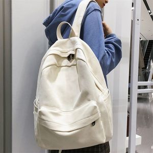 Zaino da scuola femminile bianco Zaino da scuola in tela di cotone da donna Kawaii Zaini per ragazza adolescente Borsa a tracolla da donna di moda Drop 220815