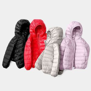 Roupas infantis 2022 New Teen Winter Wear Wear Kids Light Down Jacket Boys And Girls Casaco de estilo coreano Com capuzes de roupas quentes J220718