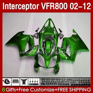 Nadwozie do Honda Interceptor VFr800 VFR 800 RR CC 800RR 02-12 Bodys 129NO.35 800CC VFR800RR 02 03 04 05 06 07 Błyszczący Zielony VFR-800 2002 2008 2009 2011 2012 Working