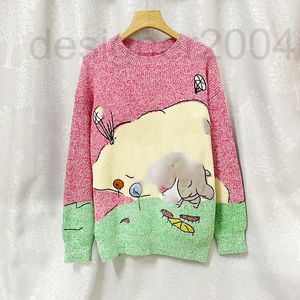 Wholesale image round resale online - Women s Sweaters designer early spring women s new cartoon image contrast round neck loose sweater mbb1swt003 F0F