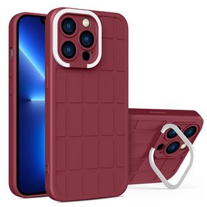 Custodie in silicone morbido di lusso con reticolo 3D Protezione per obiettivo pieghevole per fotocamera Supporto per supporto invisibile per caramelle Custodia antiurto per iPhone 13 12 11 Pro Max XS XR X 7 8 Plus