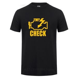 Mecânico Auto Repair Verificação Luz do Motor T-Shirt Engraçado Aniversário Presente Para Homens Paizinho Pai Marido Manga Curta Algodão Camiseta Tee 220325