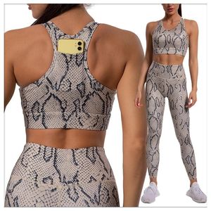 Running Set Ladies Sportwear Leopard Print Body Yoga Wear Women's Sling Bh Wrinkled Chrysanthemum Byxor SuitRunning
