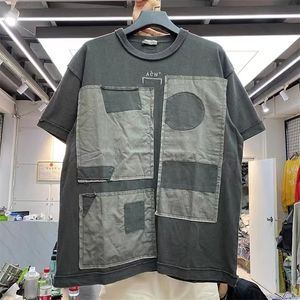 Patchwork Reverse Process Lettering Printing Dyeing Short-sleeved T-shirt Man 220509