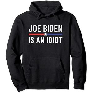 Men's Hoodies & Sweatshirts Funny Anti Joe Biden is An Idiot Pro America Political Pullover Hoodie