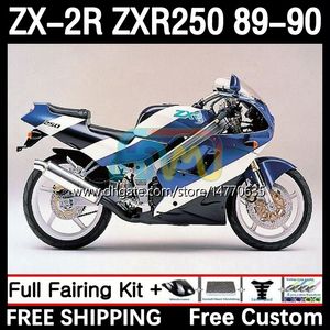 Motorcykelkropp för Kawasaki Ninja ZX2R ZXR250 ZX 2R 2 R R250 ZXR 250 89-98 BOODYWORK 8DH.83 ZX2 R ZX-2R ZXR-250 89 90 ZX-R250 1989 1990 Full Fairings Kit Blue White
