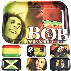 Metallrökning Rolling Tray Bob Marley Big Size mm Tobacco Cartoon Roll Paper Hand Roller Rökning Tillbehör Cigaretter Joint Blunt Tools Trays