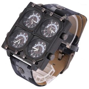 Armbandsur shiweibao kvartsklockor män tittar på fyra tidszoner militär kamouflage rem sport reloj hombre