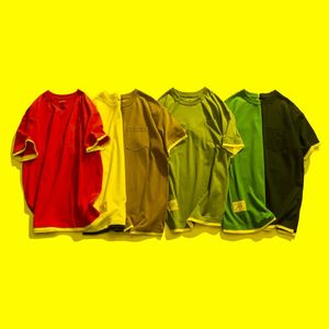 メンズTシャツメンズフロントポケット2インチレイヤー半袖Tシャツ人