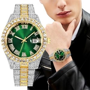 Relogio Masculino Mens Watches Luxury Quartz Stainless Steel Diamond Fashion Luminous Clock Gift Calendar 220530