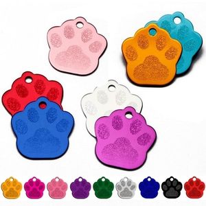 Wholesale 100Pcs Pet Decoration Dog Cat ID Tags Collar Accessories Paw Shape Personalized Customized Engraving Y200917