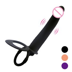 Sexy Spielzeug Dildo Vibratoren Anal Perlen Männer Strap On Penis Erwachsene Massagegerät Ohne 3A Batterien Weibliche Dual Vibration