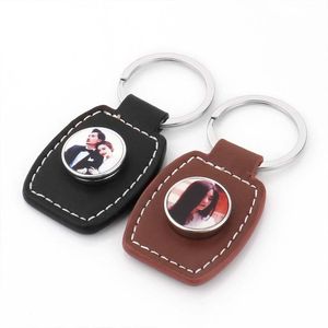 Creative Snap Leather Product DIY Sublimation Blank Metal Keyring Souvenir