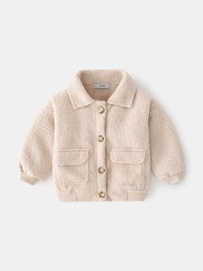 유아 소년 버튼 위로 플랩 포켓 shearling 재킷 그녀를