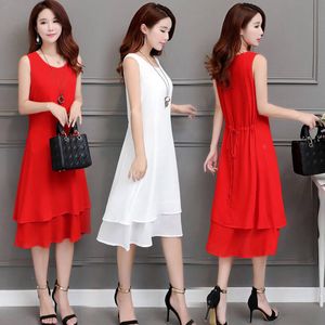 Summer Sleeveless Chiffon Dress Long plus Size Strap Woman Vestido De Mujer Femme Robe 220521